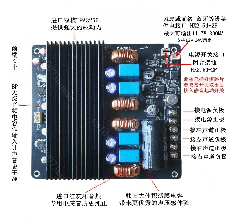 Dual‑Core TPA3255 Power Amplifier Board 600W×2 Fever‑Grade Super Power 2.0 Channel Audio Amp Module Hi‑Fi Sound System