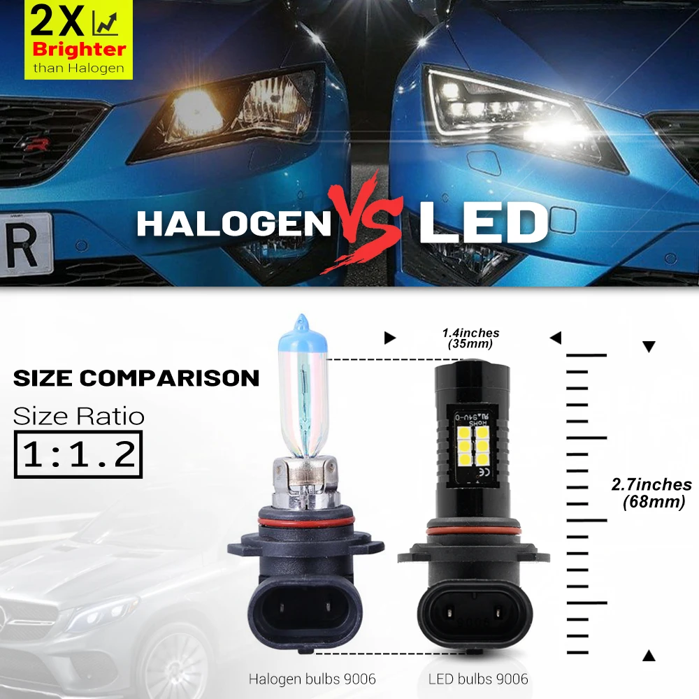 2PCs LED 9145 H10 Fog Light Bulbs For Jeep Compass 2007 2008 2009 2010 Canbus Error Free Headlamp Driving Lamps Parking Lighting