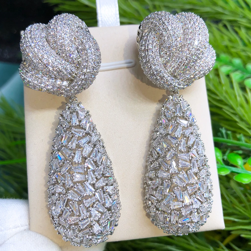 Missvikki Luxury Gorgeous Shiny CZ Earrings Wedding Party Accessories Bridal Charm  Women Lady Friends Phoebe Same Style Jewelry