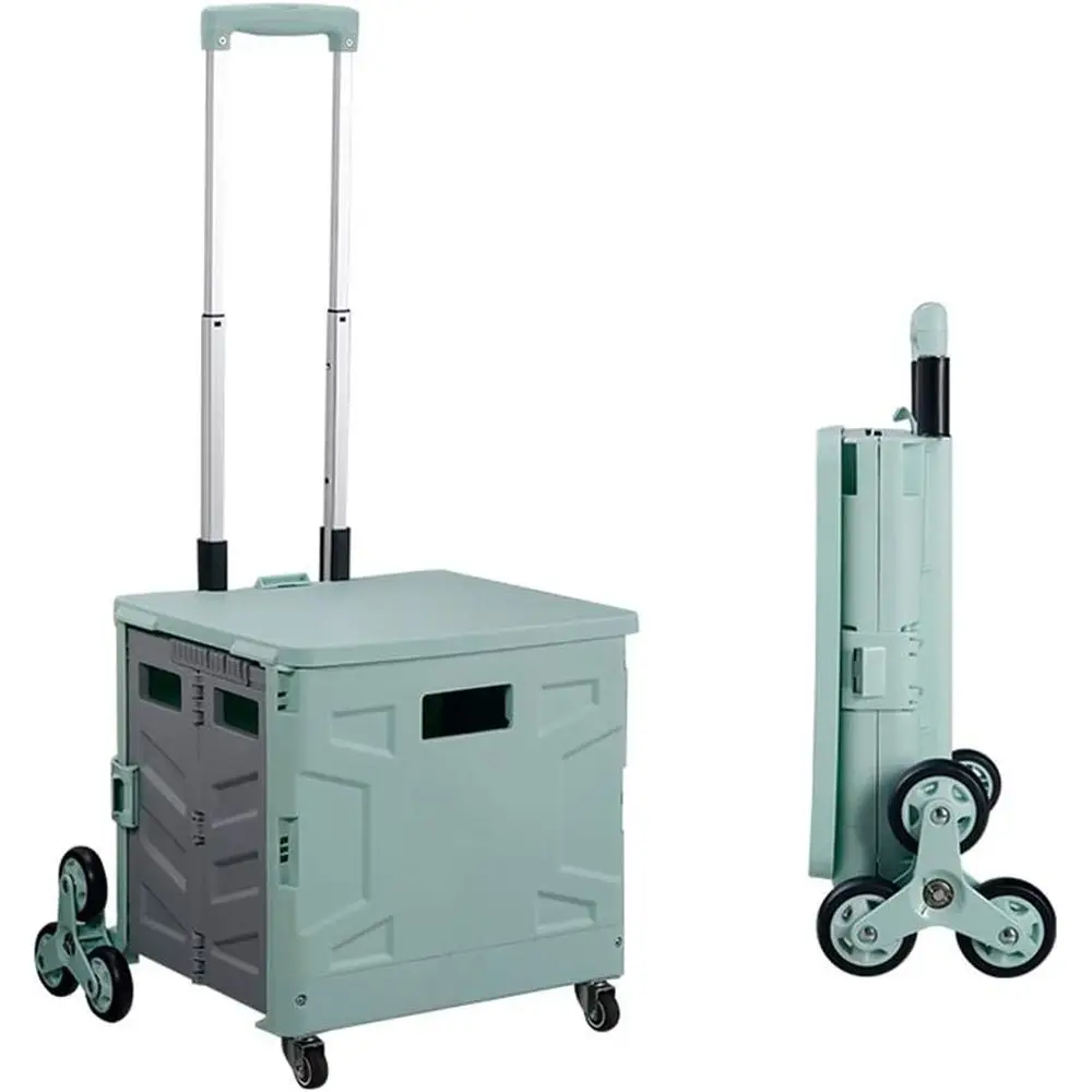 

Collapsible 45L 8-Wheel Shopping Cart with Adjustable Handle for Easy Stair Climbing and SUV Storage