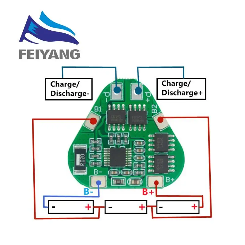 3S 12V 18650 Płytka zabezpieczająca baterię litową 11,1 V 12,6 V Zabezpieczenie przed przeładowaniem nad rozładowaniem 8A 3-komórkowy pakiet Li-ion