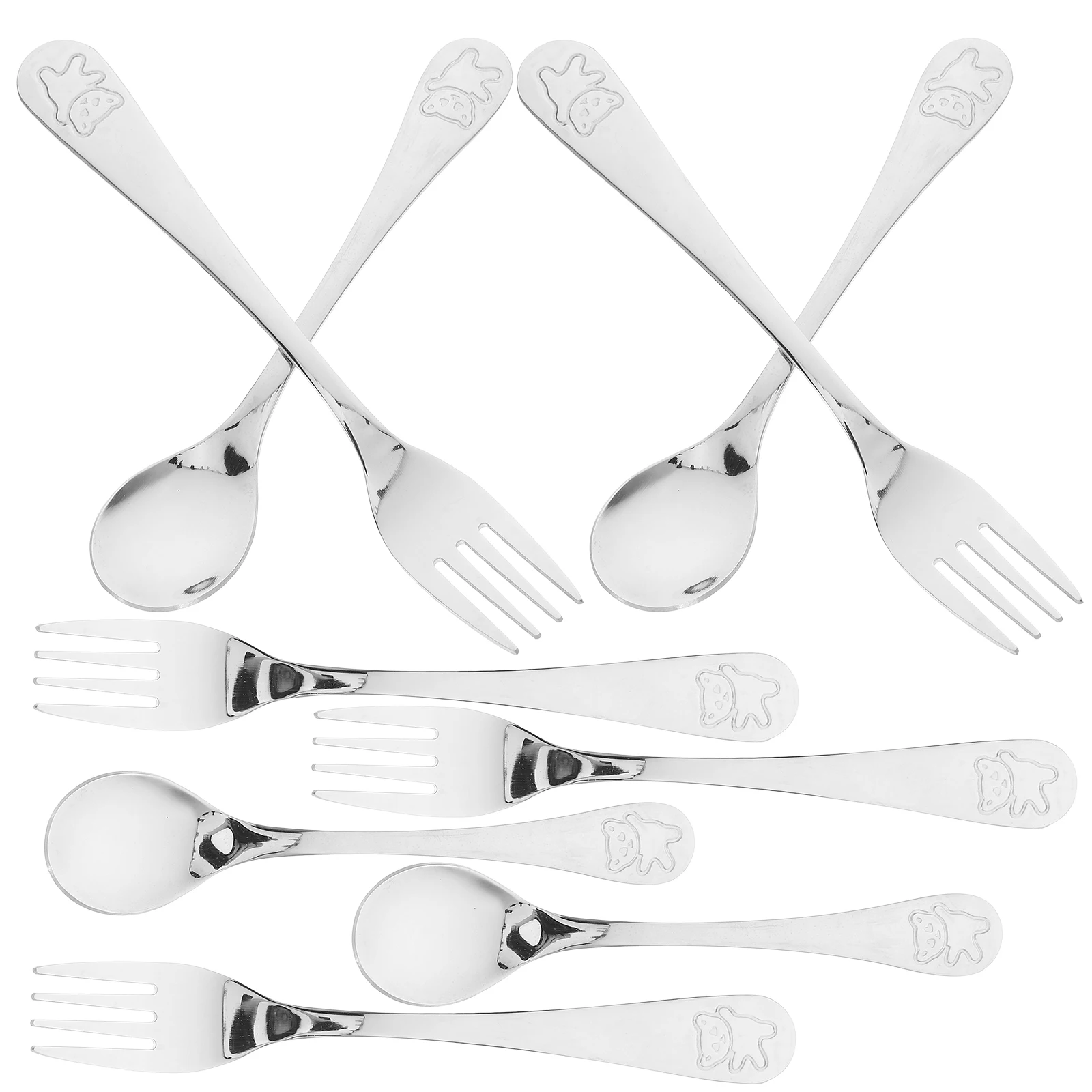 

Toddler Utensil Set Fork Spoon Eating Tools Stainless Steel Lightweight Portable Training Silverware Safe Rounded