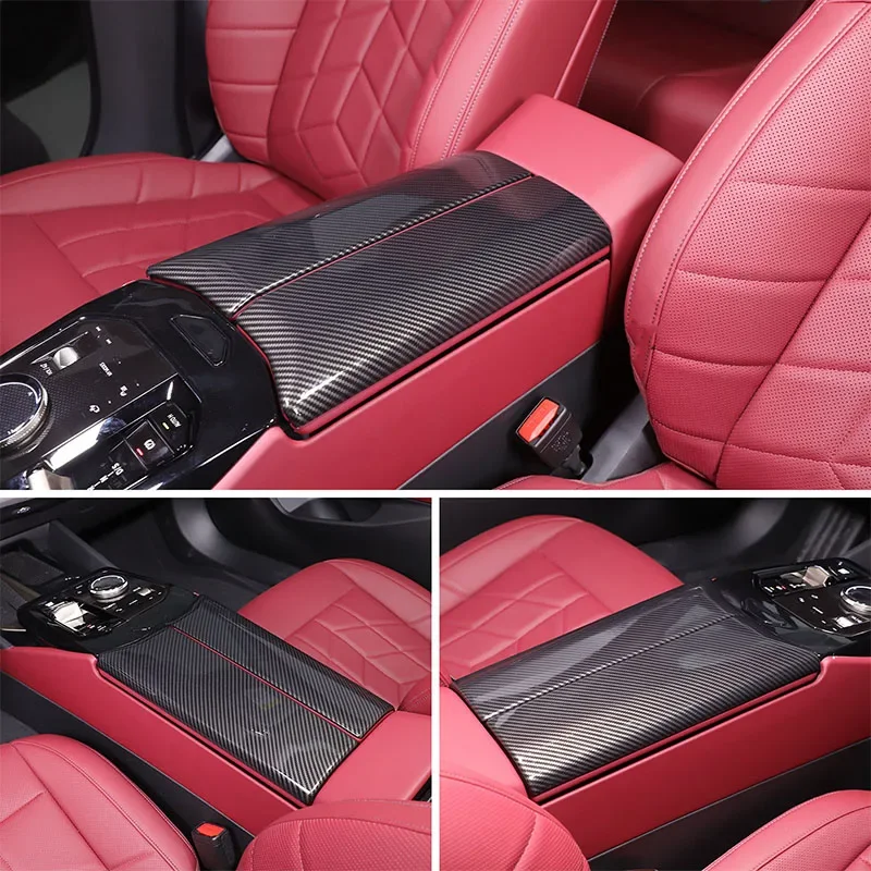 For BMW 5 Series G60 2024 ABS Carbon Fiber Car Armrest Box Storage Box Frame Cover Trim Sticker Car Accessories