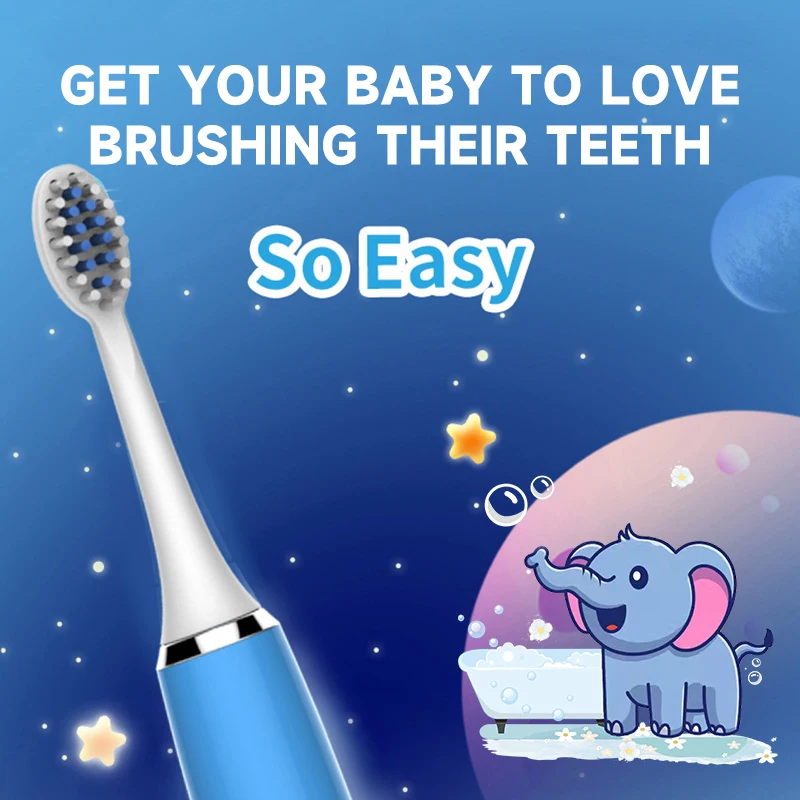 Children Sonic Electric Toothbrush Colorful Cartoon For Kids Battery Powered Soft Automatic Waterproof With Replacement Head