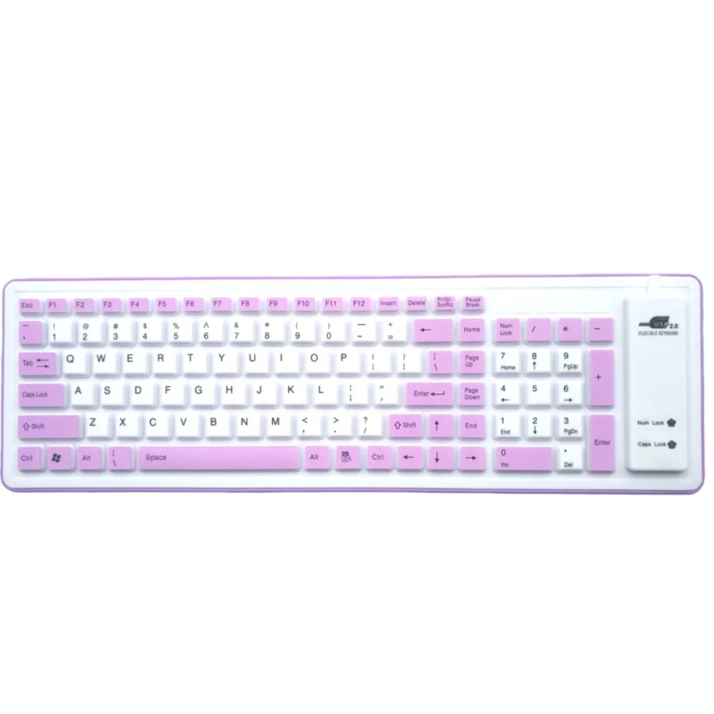 

USB Interface Soft Silicone Flexible Keyboard 103 Keys Foldable USB Keyboard Waterproof Portable Wired Keyboard Office Use