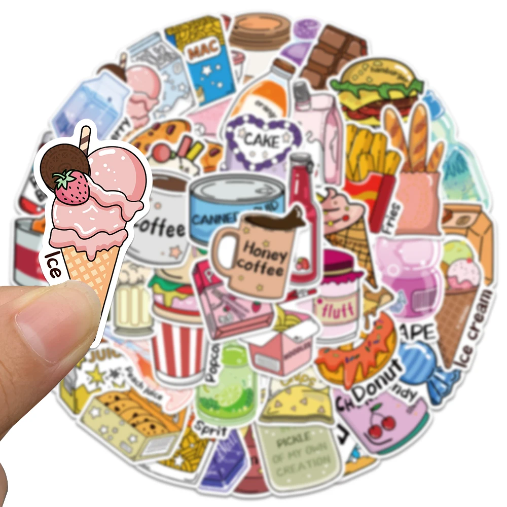 50pcs Snack Club Stickers Cartoon Graffiti Aesthetic Decals For Laptop Skateboard Suitcase Scrapbook Guitar Waterproof Stickers