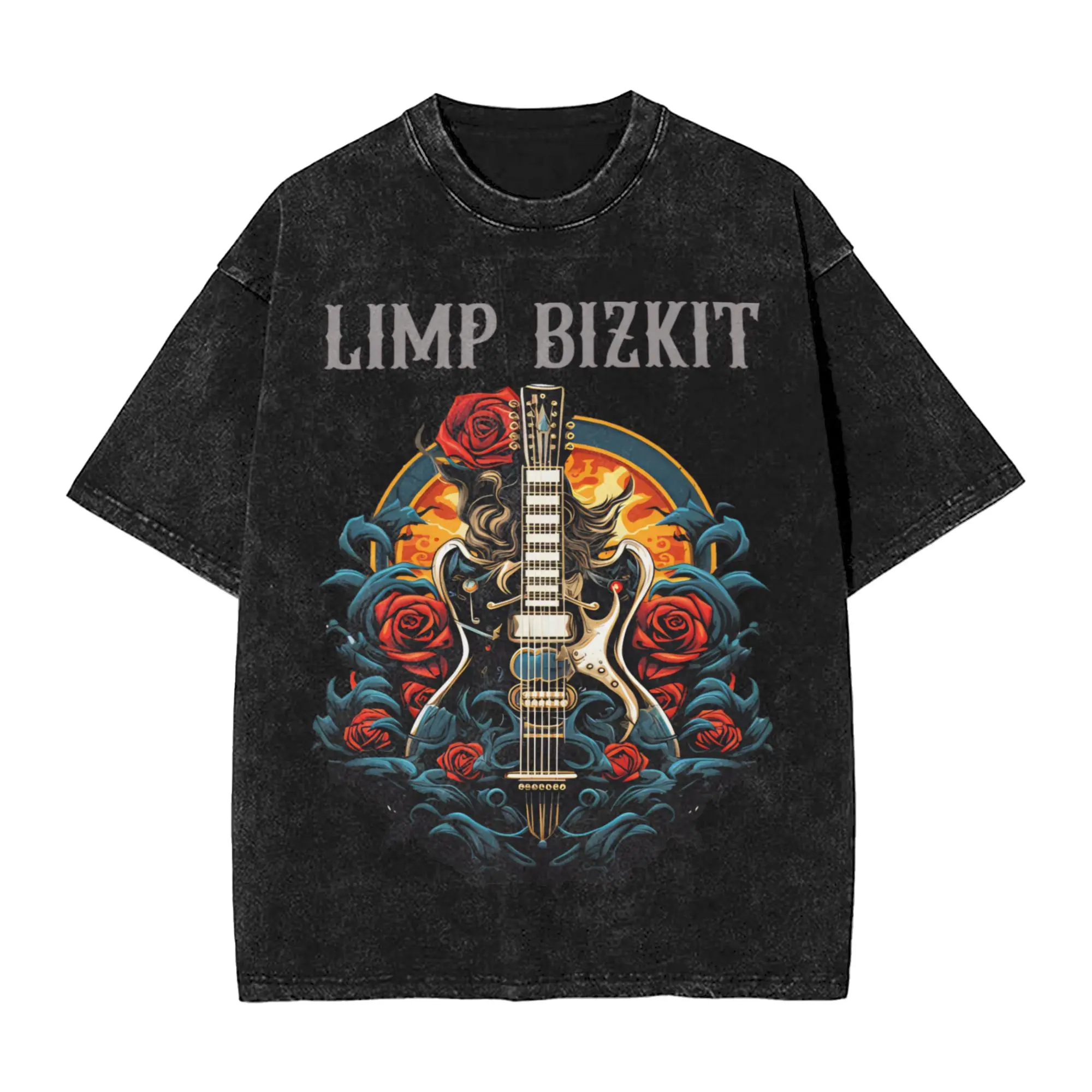 

Модная футболка Limp Bizkit для мужчин, с круглым вырезом, 100% хлопок, с эффектом потертости, с коротким рукавом, с принтом