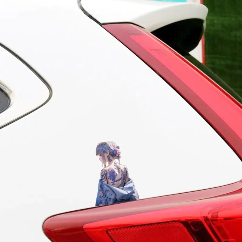 Japanese Geisha Girl Tattoo Vinyl Sticker, Waterproof Decal for Car Motorcycle Camper Van Auto Body Window Decor