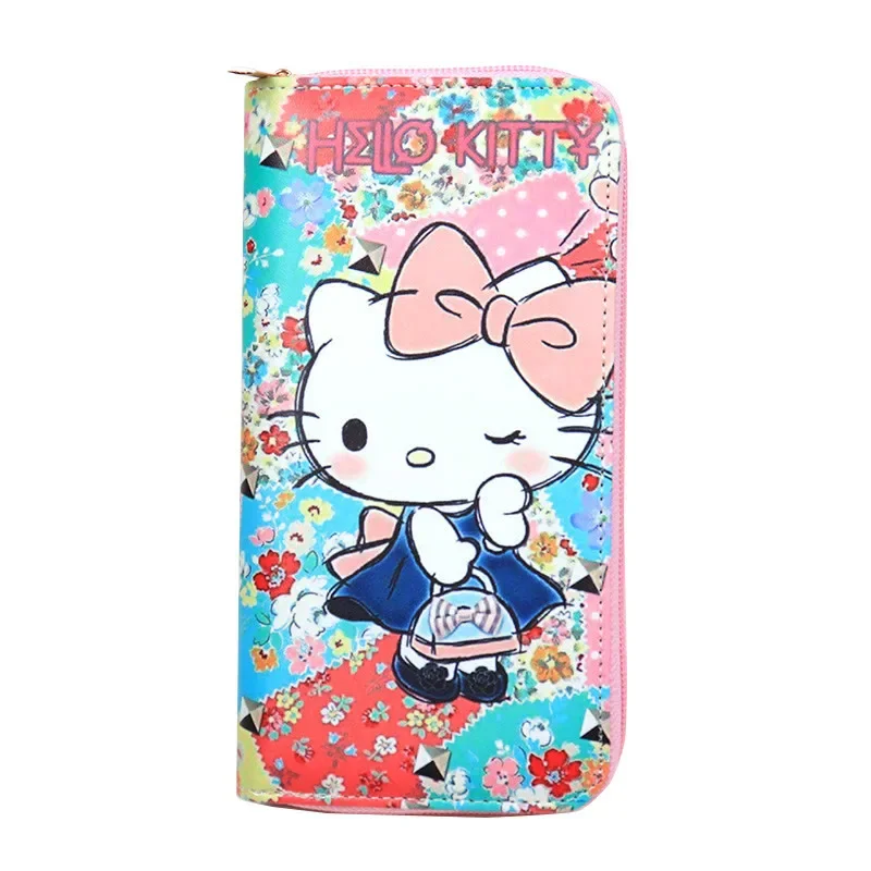 Damskie dziewczyny Hello Kitty japońskie koreańskie kreskówki słodkie długi zamek błyskawiczny kopertówka studencka dama portmonetka torba na