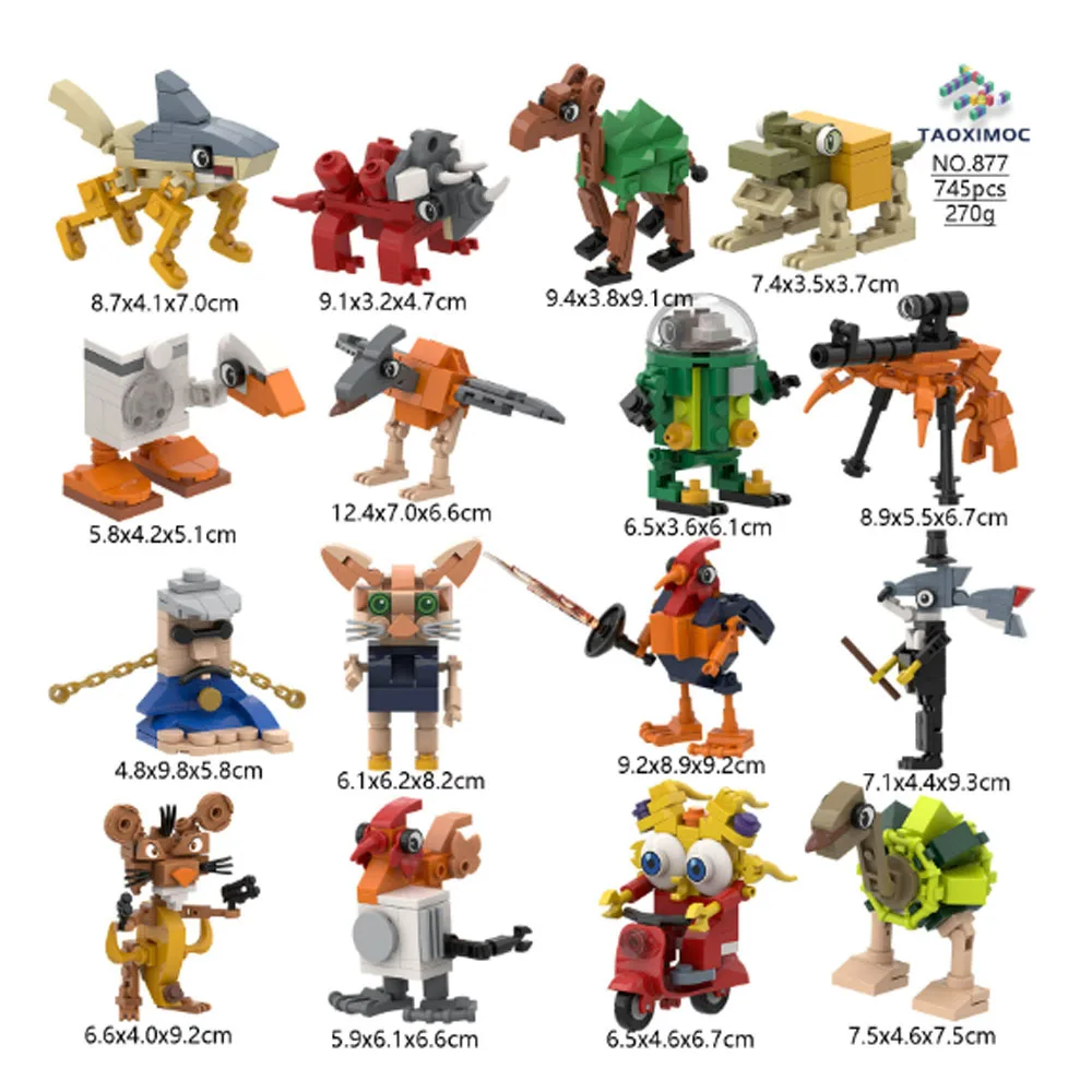 MOC Italienische Gehirnrot Tier AI Bausteine Tung Tung Sahur Abstrakte Schlacht Mecha Holz Stick Mann Spielzeug Schreibtisch Dekoration