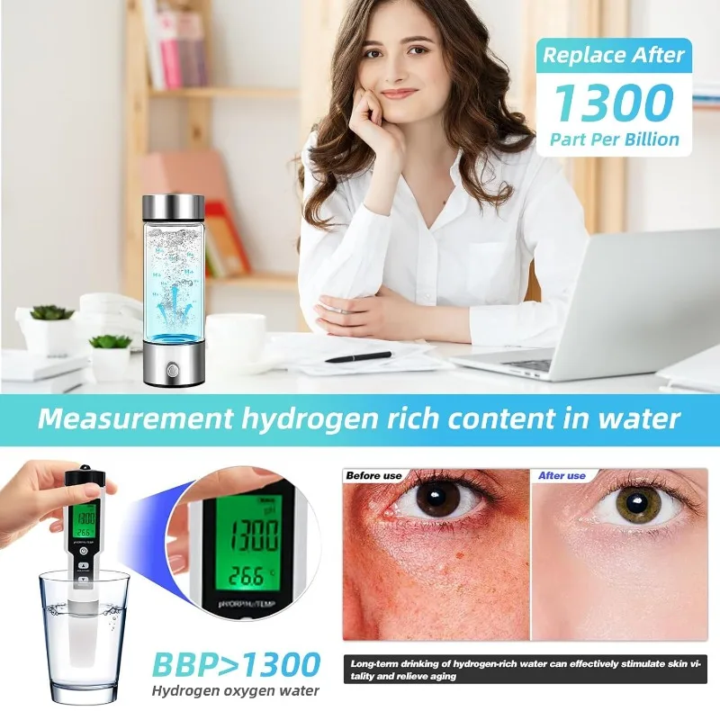 Hydrogen Water Bottle,Fiudiry Hydrogen Water Generator Improve Water Quality in 3 Minutes with Advanced SPE and PEM Technology