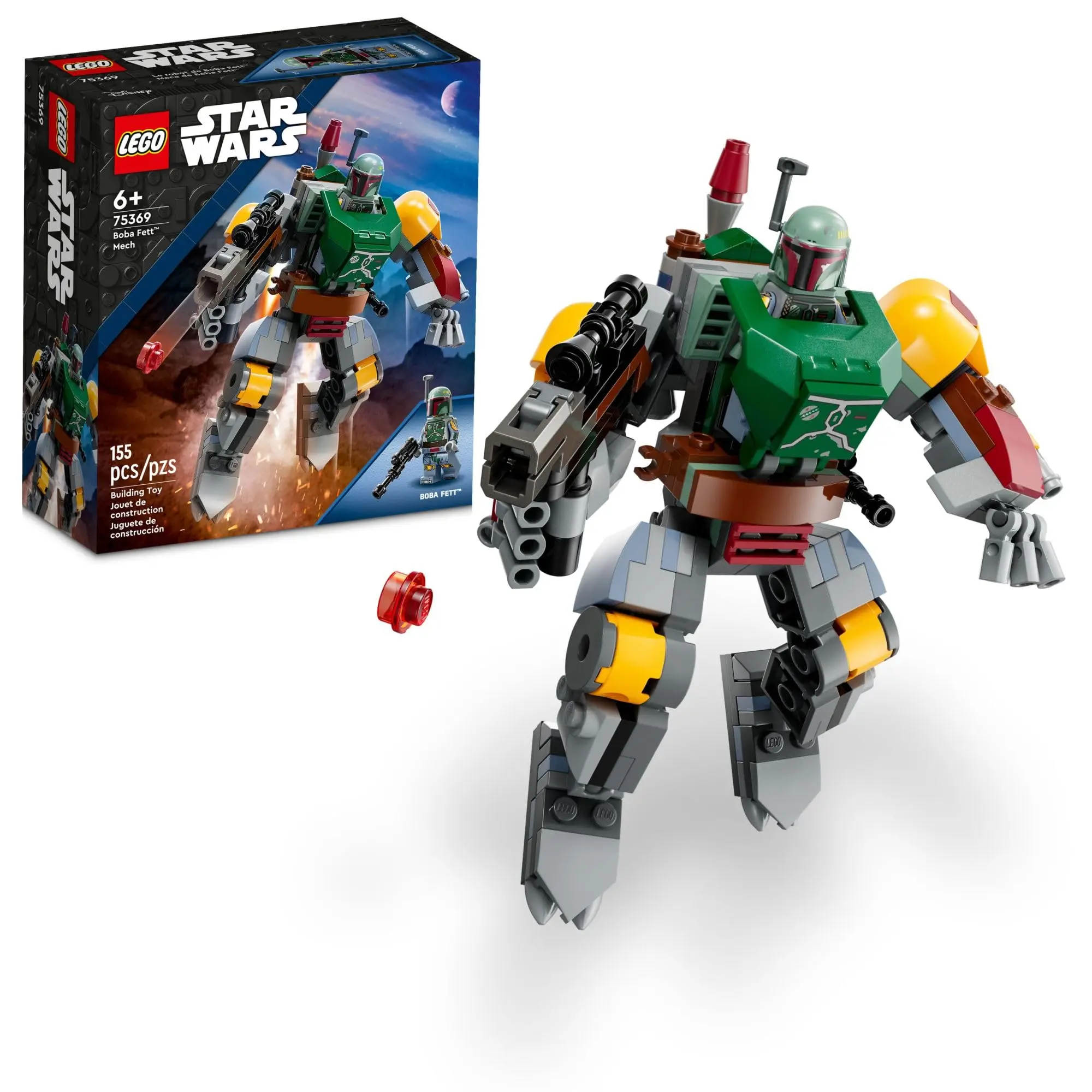 

LEGO 75369 Star Wars Boba Fett Mech Buildable Action Figure with Blaster and Rocket Backpack Flick Shooter Ages 6+ 155 Pieces