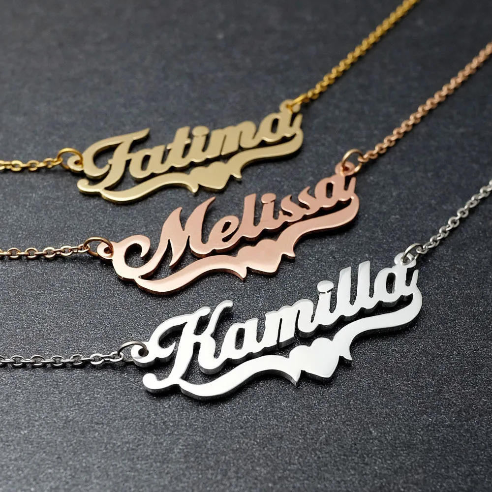 Rvs Fashion Aangepaste Naam Hanger Ketting Choker Gepersonaliseerde Letter Jubileum Naamplaatje Ketting Bruiloft Cadeau