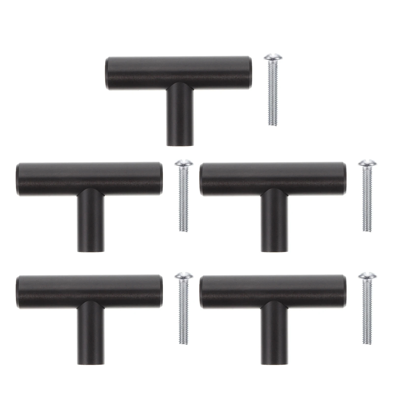 

5pcs Cabinet Pull Handles Black Aluminum Alloy T-Bar Drawer Knobs For Kitchen Cupboard Wardrobe Dresser Hardware