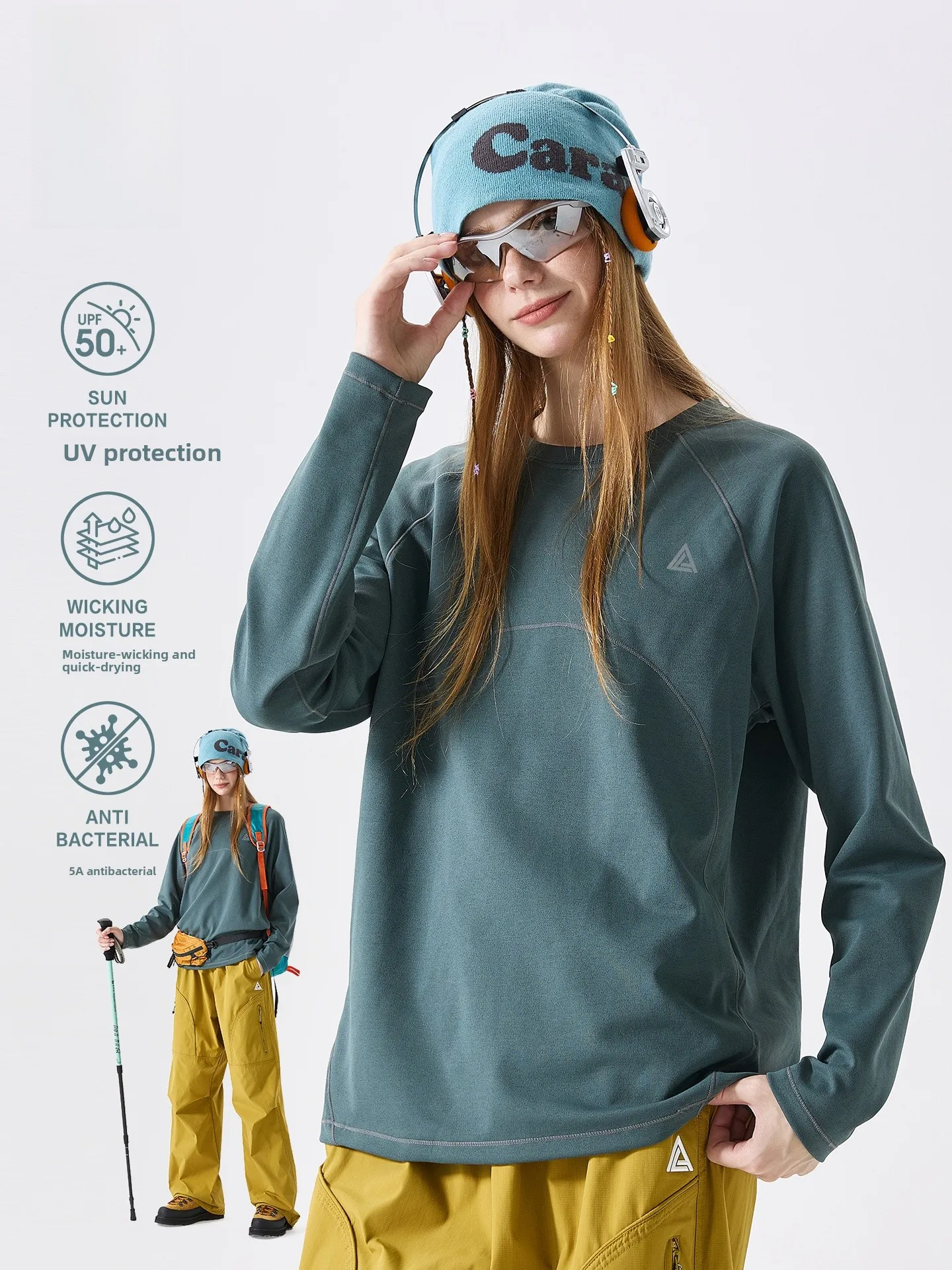 

LAZY DAY TREND Outdoor Women's Fitn T-irt Sunscreen Qui Dry Sport Top Trendy Autumn Anti-Flea Long Sve round Ne