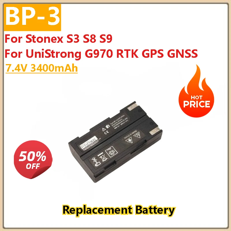 

100% New High Quality 7.4V 3400mAh Rechargeable Battery BP-3 For Stonex S9 S8 S3 And UniStrong G970 RTK GPS GNSS