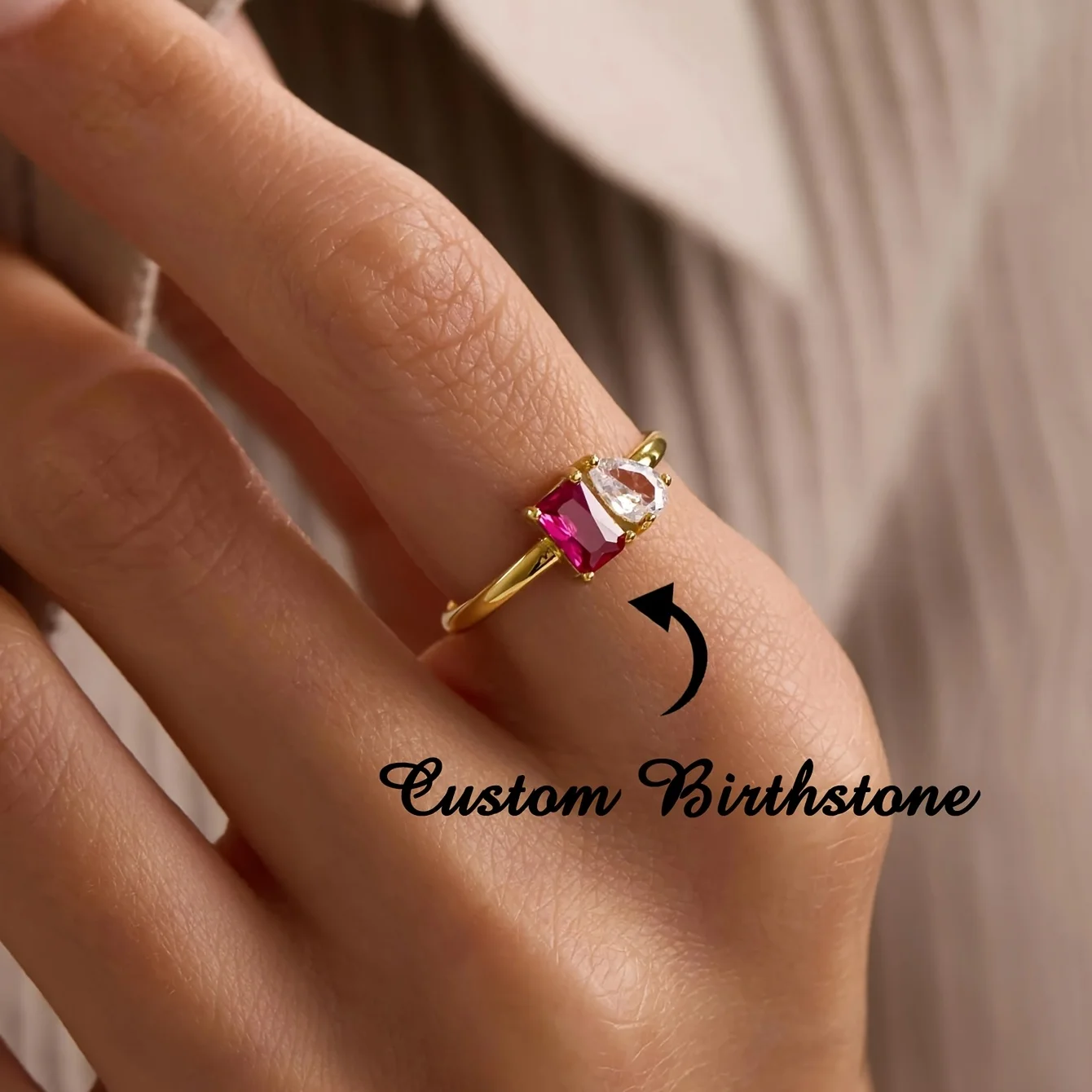 

Trendy Zircon 12 Month Birthstone Rings For Women Gold Color Finger Ring Stainless Steel Jewelry