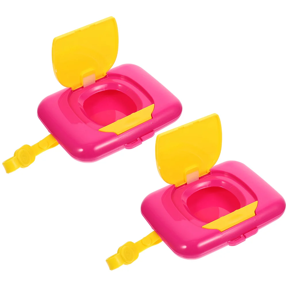 2pcs Portable Wipes Dispenser Reusable Travel Wipe Case For Diaper Bag Wet Tissue Box Durable Lanyard Easy Open Stroller Crib
