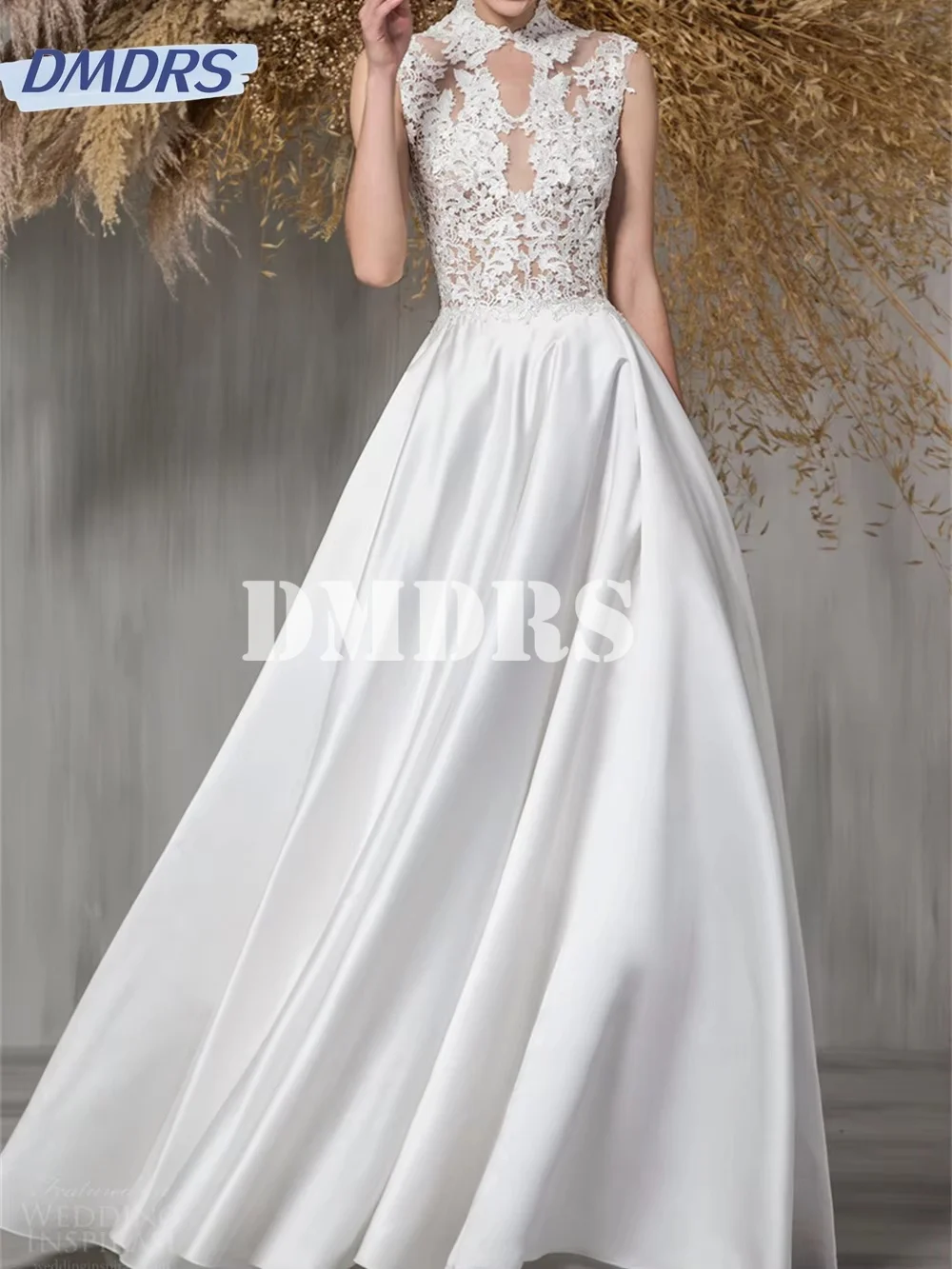 

Romantic Backless Mermaid Bridal Gowns Graceful o-Neck Wedding Dress Sexy Illusion Lace Gown Vestidos De Novia