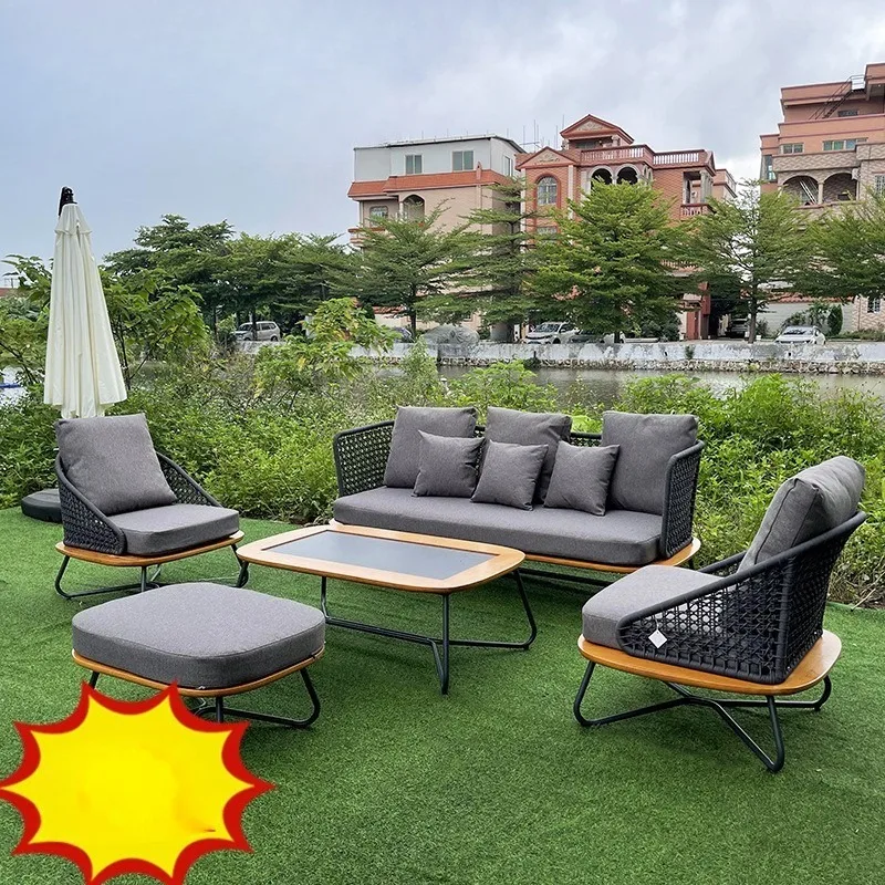 

Комплект уличной мебели для отеля, пляжного курорта, коттеджа: диван «Ананас», стол и стулья из ротанга, кофейный столик