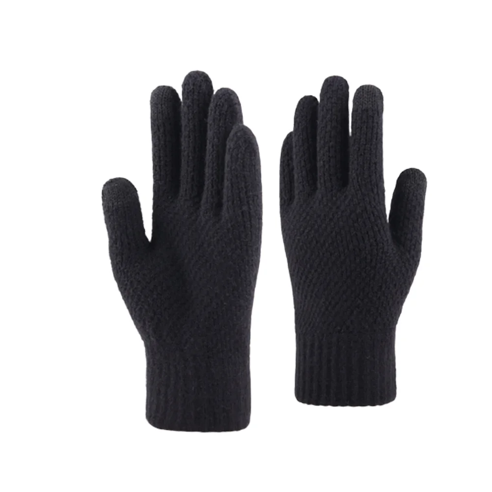 

1 Pair Thickened Touch Screen Gloves Winter Knitted Mittens Windproof Warm Full Hand Protection For Men Women Finger Gloves
