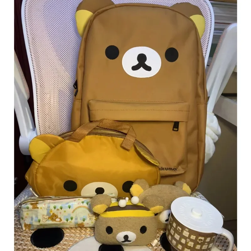 

Rilakkuma Y2K Backpacks Vintage Printing Back To School Kawaii Schoolbag Japan Lolita Zipper Splicing Girl Student Backpacks New