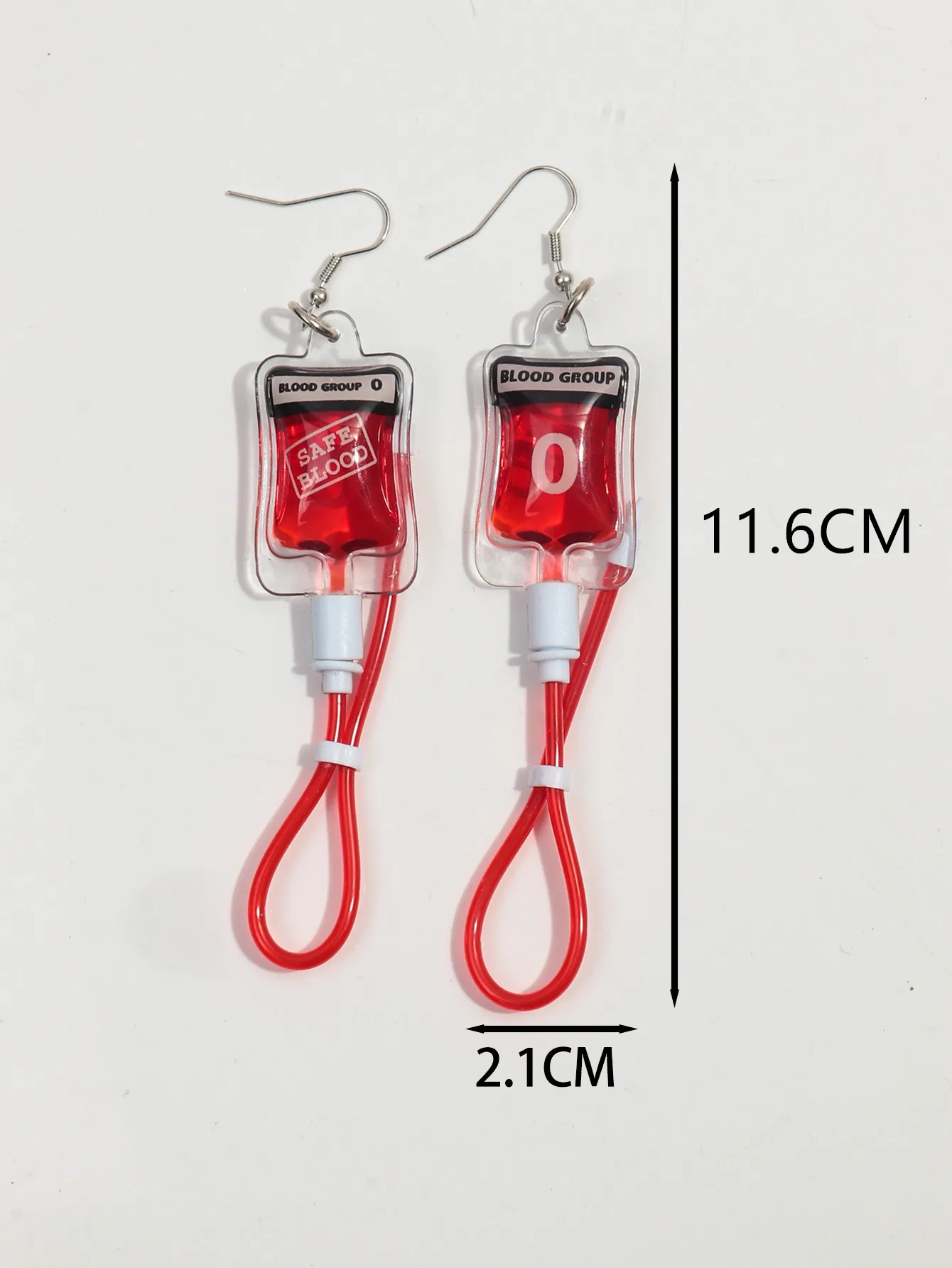 Funny Halloween Plasma Blood Bag Acrylic Long Earrings for Women New Gothic AB Blood Pack Dangle Earrings Vampire Jewelry