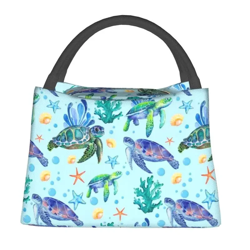 Sea Turtles Insulated Lunch Bags for Women Sea Animal Resuable Cooler Thermal Food Lunch Box Work Travel