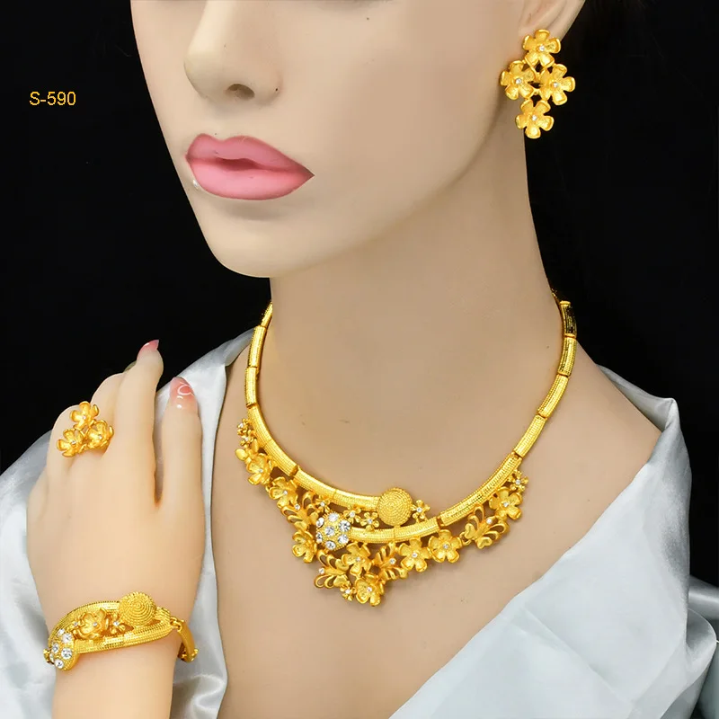 طقم مجوهرات الزفاف الماسي المزخرف بالنجوم للنساء من الذهب عيار 24 قيراط AU999 - الماس اللامع، 4 قطع، بريق الزفاف #4