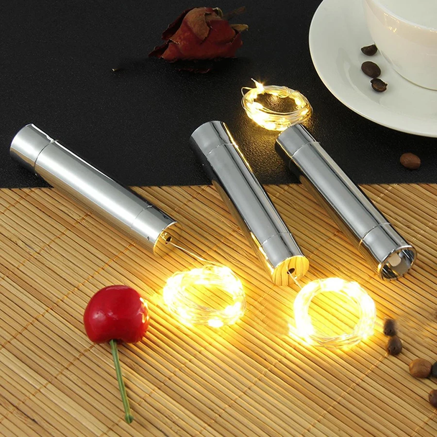 10PCS 20LED Sliver Wine Bottle Cork Light AA Battery Operated Fairy String Light Cork Bottle Light for DIY Christmas Party Decor