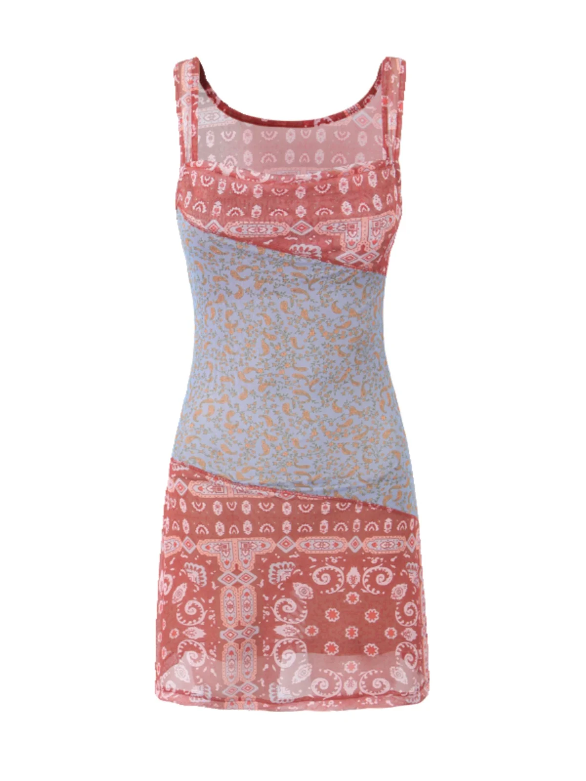 Sangle rétro épissé imprimé Svel col carré Dr Design Sensation jupe ort pour femmes rue Sle taille haute A...