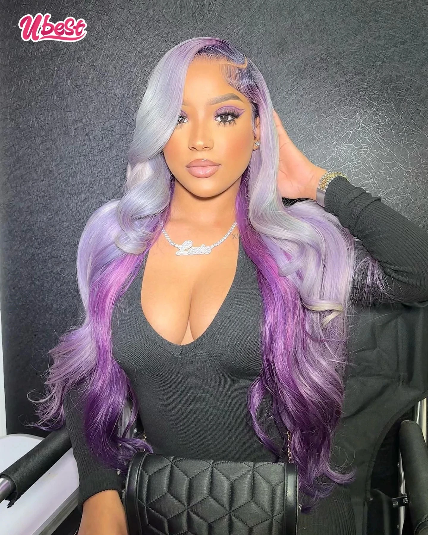 Ombre Purple Gray 613 Colored 13X6 100％ Human Hair Wigs Body Wave 13x4 Transparent Lace Front Human Hair Remy Wig for Women