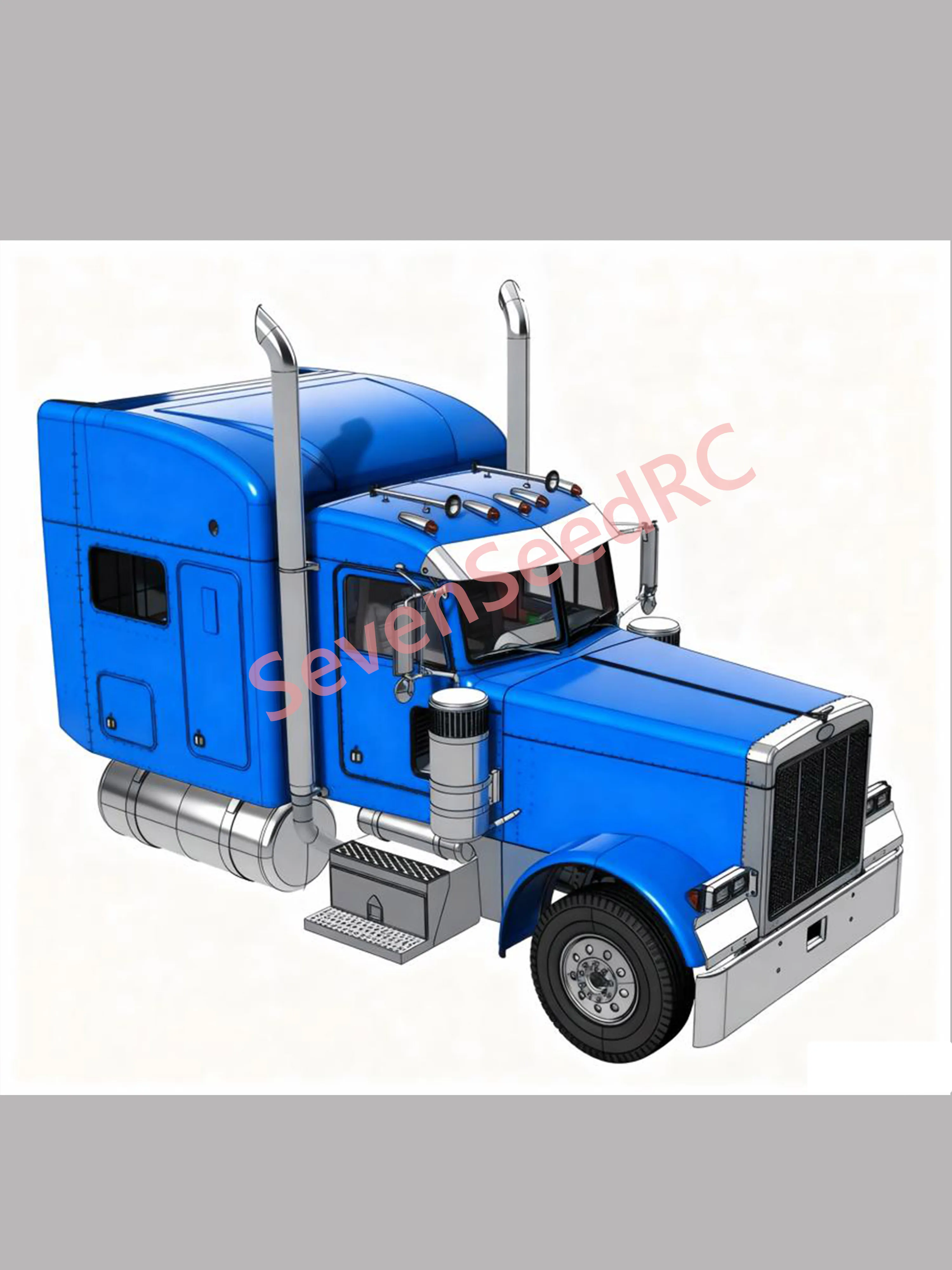3D Printed Truck Cab Petetbilt 379 Sleeper 1/14 For Tamiya Static Dot Model JDM  Lesu Lxy Scaleclub SCX10 Trx Crossrc