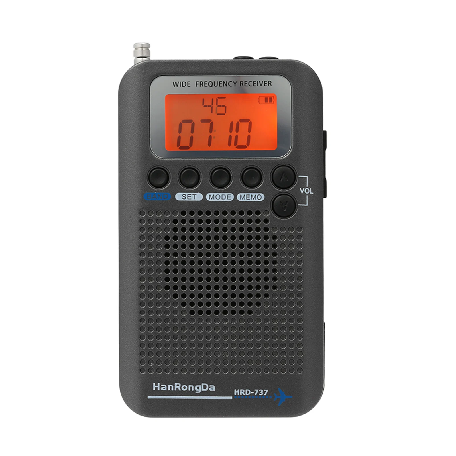 HRD-737 Portable Full Band Radio Aircraft Band Receiver FM/AM/SW/ CB/Air/VHF World Band with LCD Display Alarm Clock