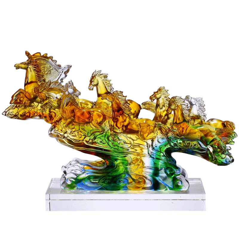 Glazed zodiac eight horses attract wealth and success Living room decorations Office table