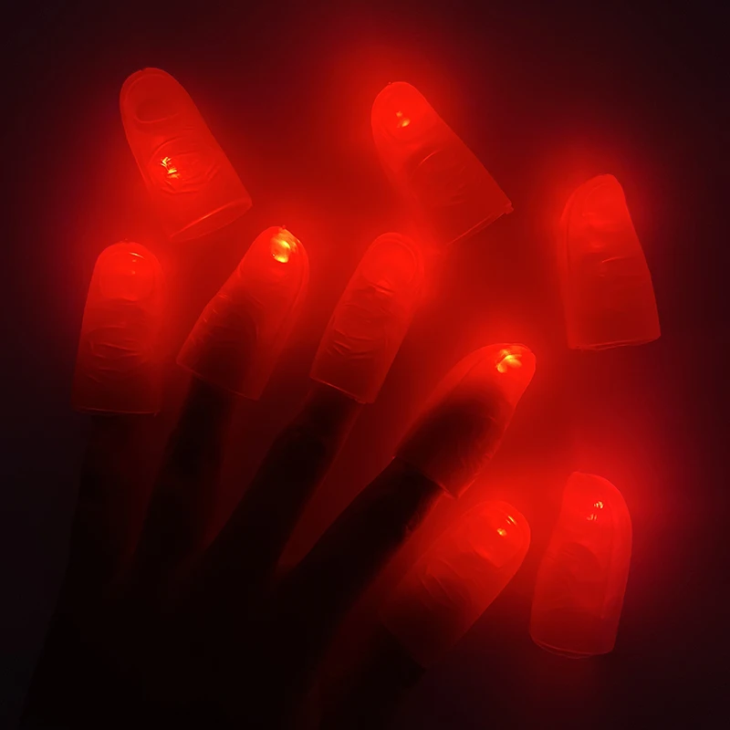 Novelty LED Luminous Thumb Toys Magic Trick Glowing Fingers Dancing Close-up Stage Super Bright Props Halloween Party Kids Gifts