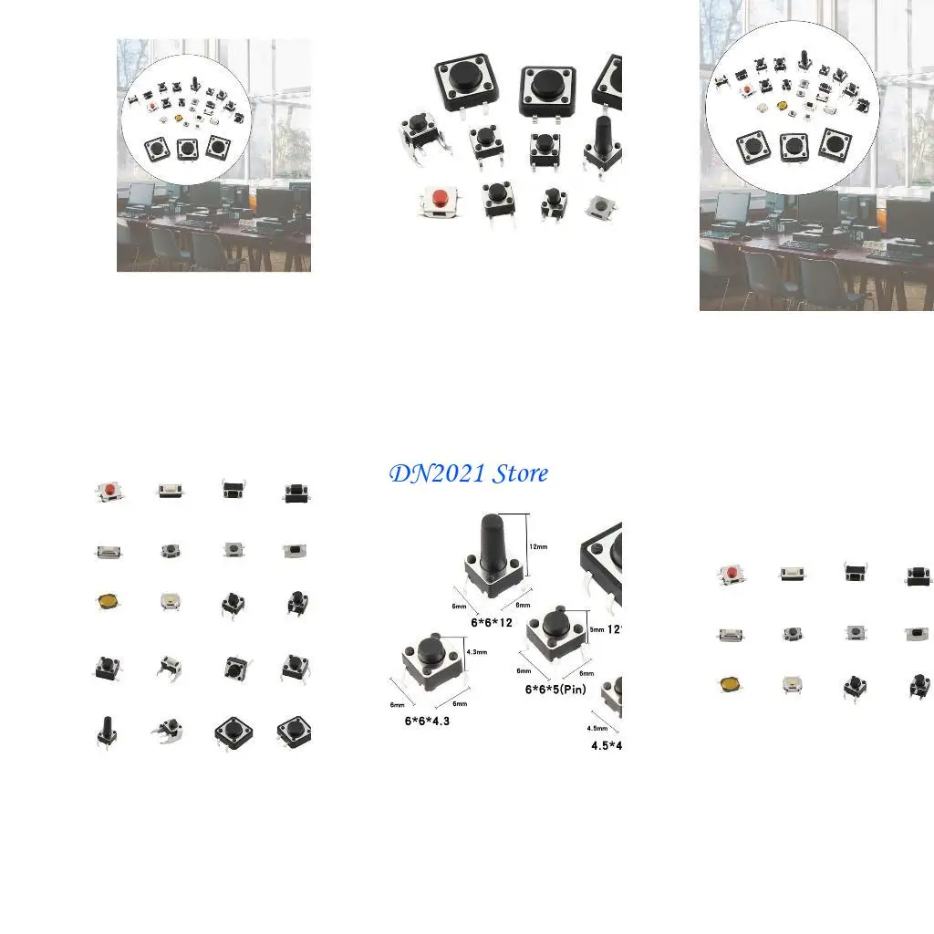 F3KE 25 Types x 5Pcs 125Pcs Micro Switch Push Buttons Assortment Set Diy for Touch Sw