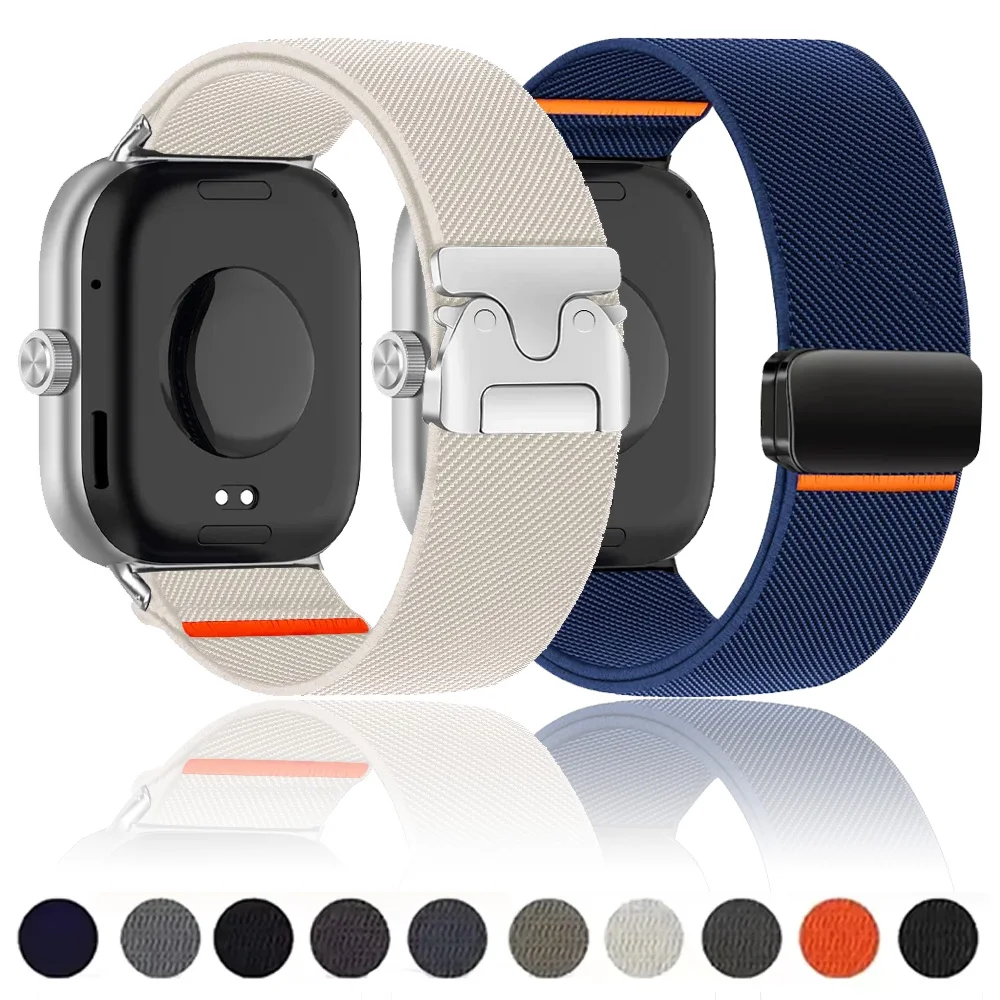 Nylonarmband für Redmi Watch 6 5 4 mit magnetischer Fallschirmschnalle, elastisches, atmungsaktives Band für Xiaomi Mi Band 10 Pro 9 Pro 8 Pro Smartwatch