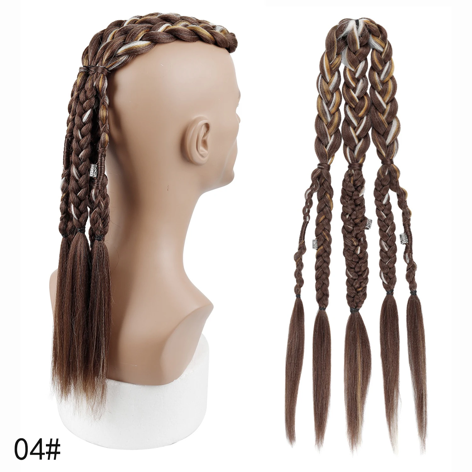 Men's Viking Mohawk Cornrow Braided Ponytail Wig