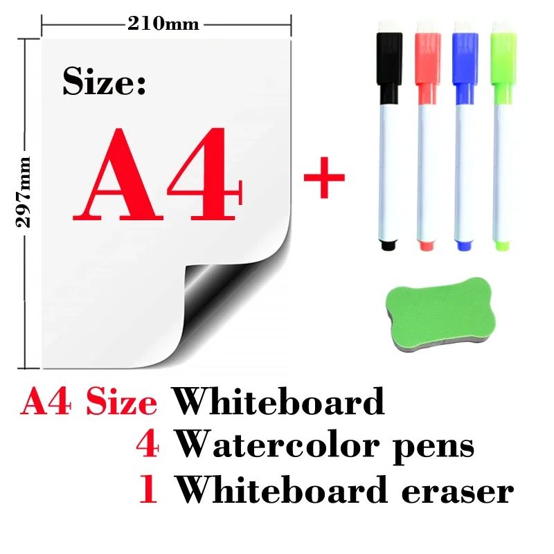 A4 Size Magnetic Dry Erase Whiteboard for Kitchen Fridge Reusable Office Painting Message Board Memo Calendar Smart Notepads