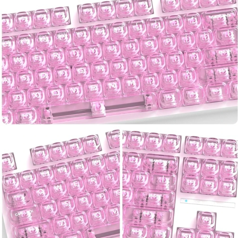 MOA Crystal-Clear Keycaps PC Key Caps Compatible with Mechanical Keyboard DIY 68 75 80 95 108 Unprinted English Keycaps Set view 6