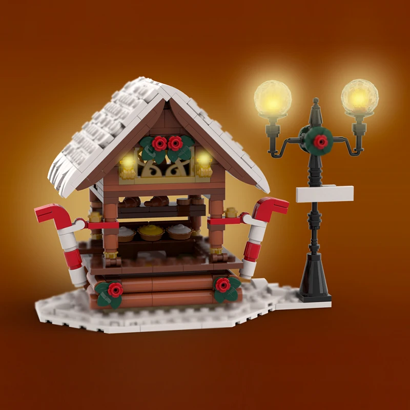 City Street View Modello MOC Mattoni da costruzione Inverno Natale Stalla Tecnologia modulare Regali Vacanza Assemblare Giocattoli per bambini Vestito