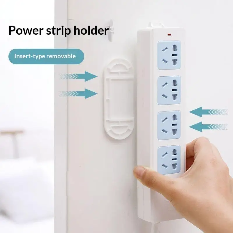 NEW Self Adhesive No Drill Power Strip Holder Removable Wall Mount Socket Organizer For Home Office Dorm Kitchen Storage Gadget