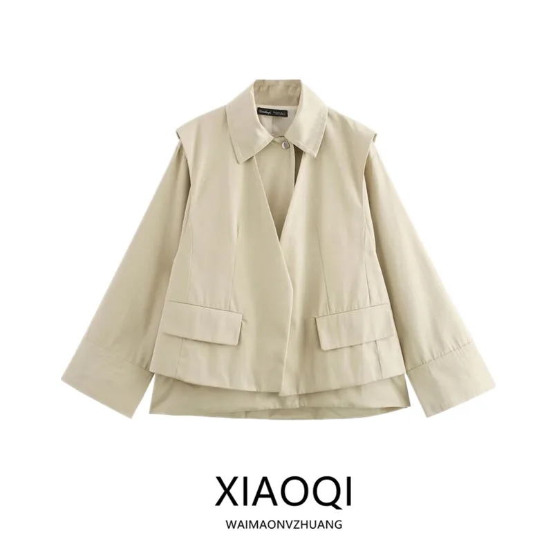 Autunno 2024 Donna Vestibilità ampia Gilet versatile Stratificazione Capispalla Faion Design Casual Sle Lunghezza regolare Altro materiale 00