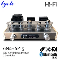 Lyele Audio-amplificador de tubo de vacío 6n2 6p15, Kit de bricolaje, Hifi, Clase A, Audio VU, medidor, Bluetooth 5,0, reproductor Usb, 3,5 w x 2 Fm Amp