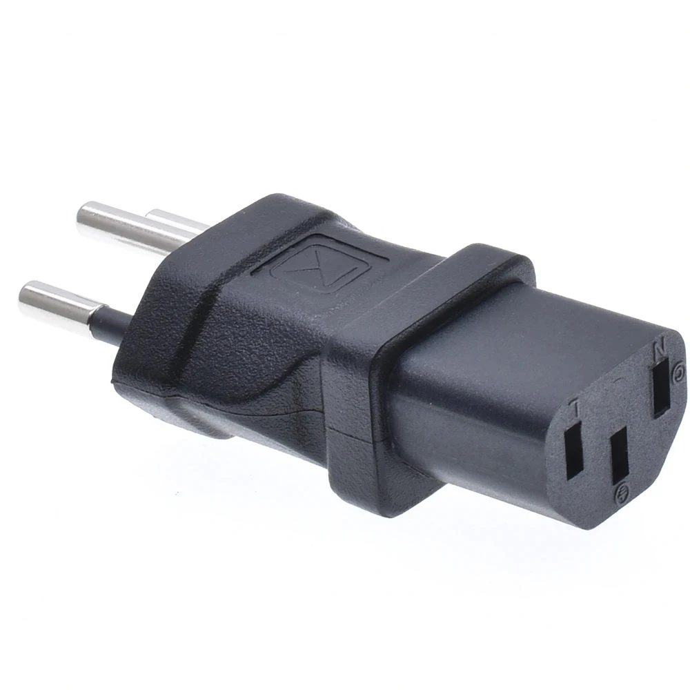 3 Prong Plug Adapter, type J round 3 pins to IEC60320 conversion plug for use as a Swiss PC Computer, Monitor, or Printer Power