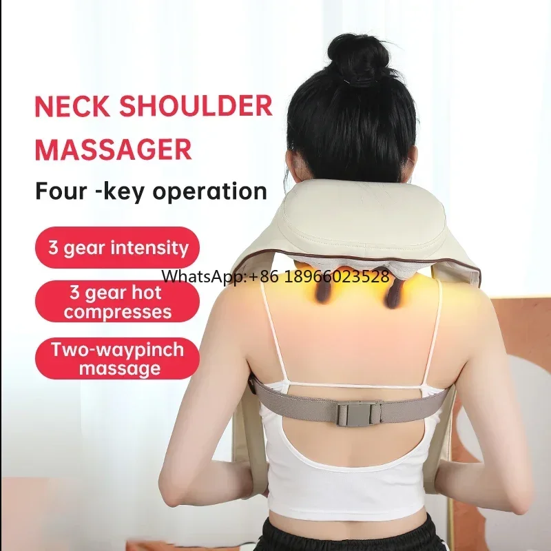 Heated Electric Shiatsu Roller Back Massage Machine Neck Shoulder 3D Kneading Full Body Massager for Home and Office