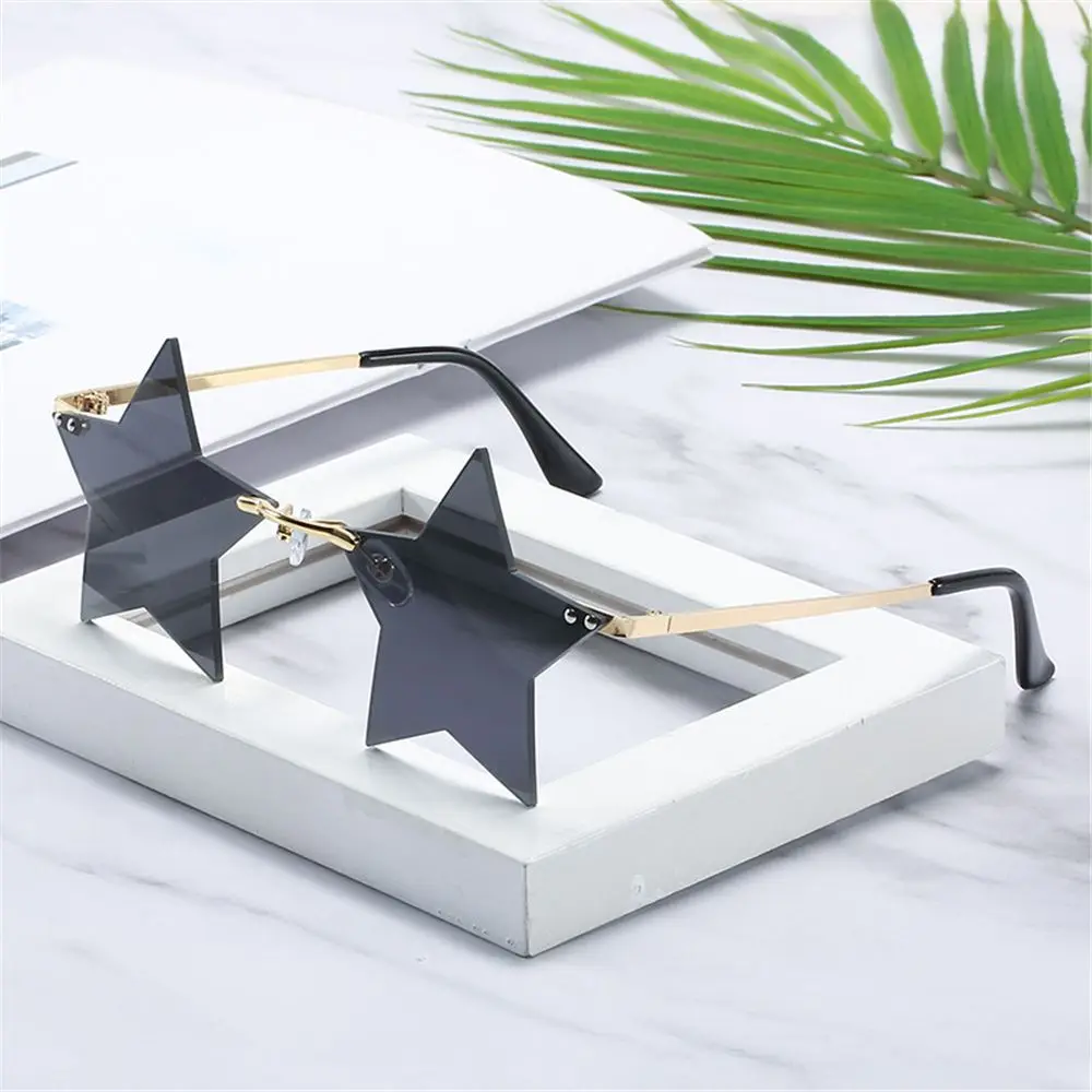 Rimless Star Shape Sunglasses Trendy Sun Glasses for Women Men Party Glasses Funny Pentagram Eyewear Christmas Decor Eyeglasses