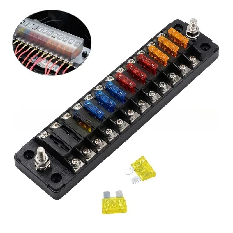 

32 В, 50 А, 6 контактов, 12 способов, лезвие, блок предохранителей, держатель блока предохранителей, огнестойкий, новый для авто, морского трайка с двойными предохранителями