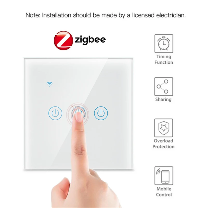 EU Tuya Zigbee Smart Light Touch Switch Smart Life/ Tuya APP Remote Control Work With Alexa Google Home Yandex Alice